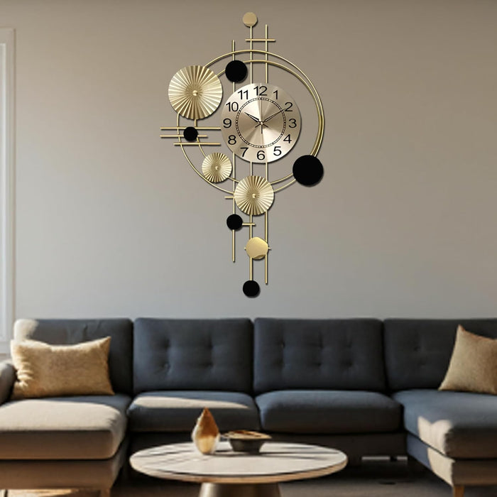 Precision Crafted Modern Golden Metal Wall Analog Clock