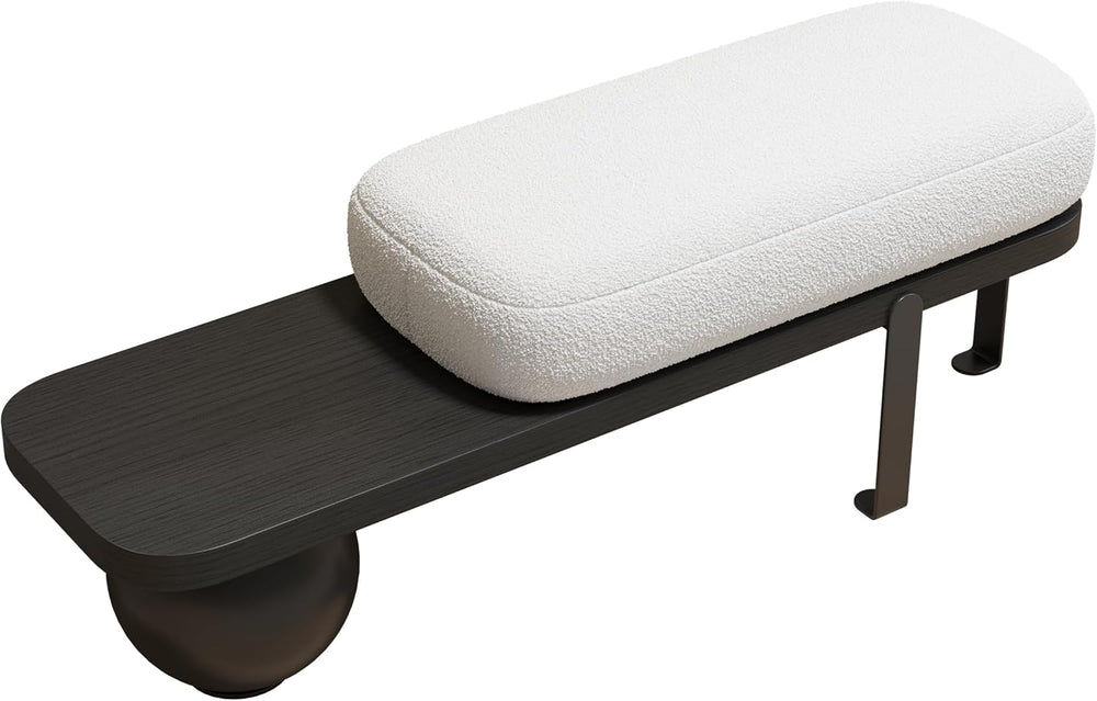 Bench with a white cushion on a white background