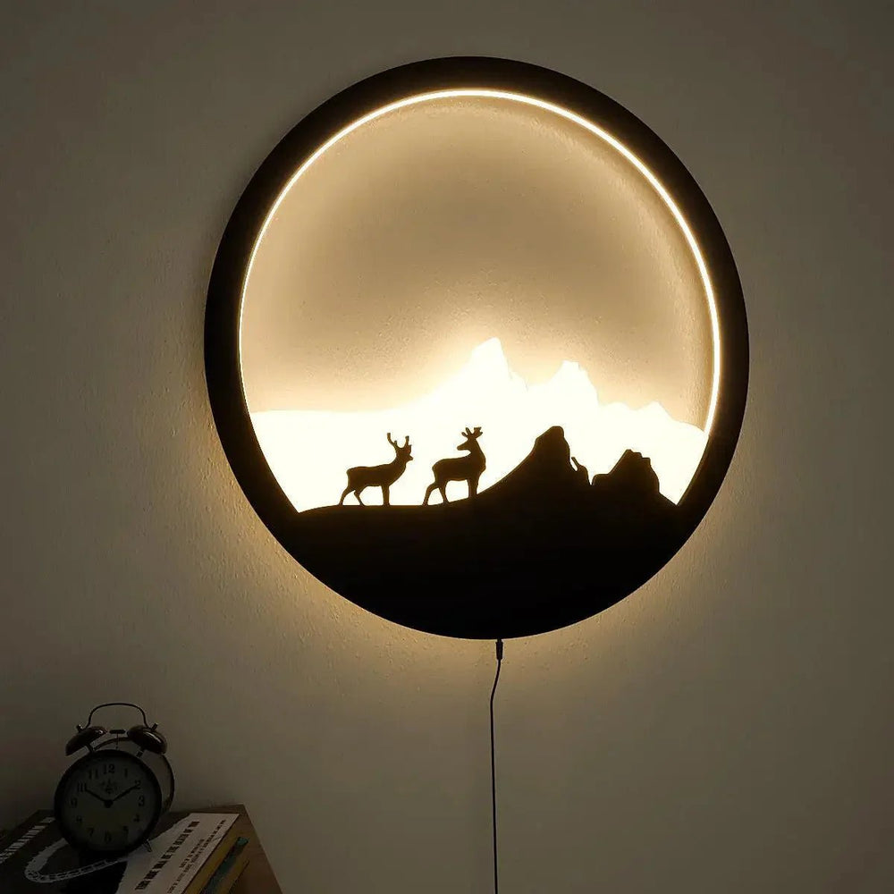 led wall light Backlit Wall Art Wooden Backlit Wall Art Designer wall art - All India Decor