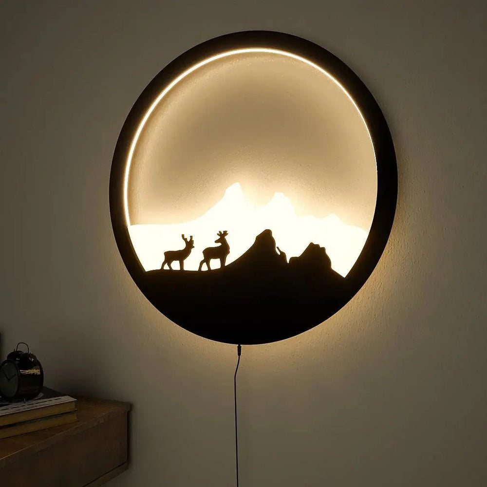 led wall light Backlit Wall Art Wooden Backlit Wall Art Designer wall art - All India Decor