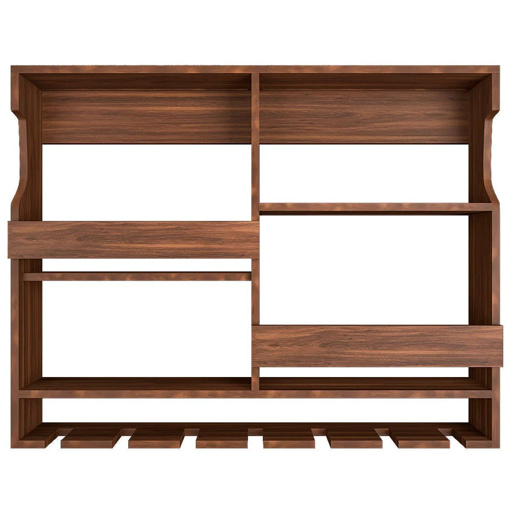 Luxurious Backlit Walnut - Finished Bar Shelf / Mini Bar Cabinet - All India Decor
