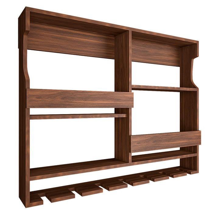 Luxurious Backlit Walnut-Finished Bar Shelf / Mini Bar Cabinet