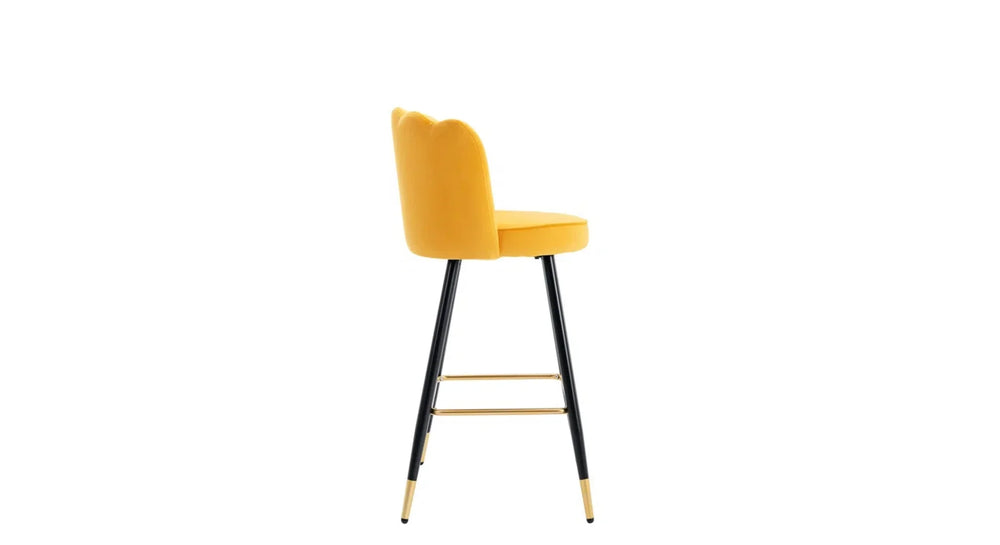 Yellow Color Flower Counter Stool - All India Decor