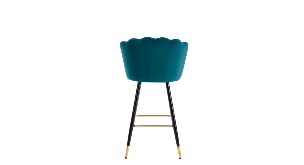 Teal Color Flower Counter Stool