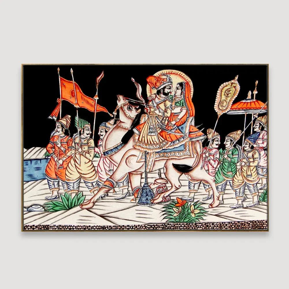 Royal Procession In Dark Framed Wall Art - All India Decor