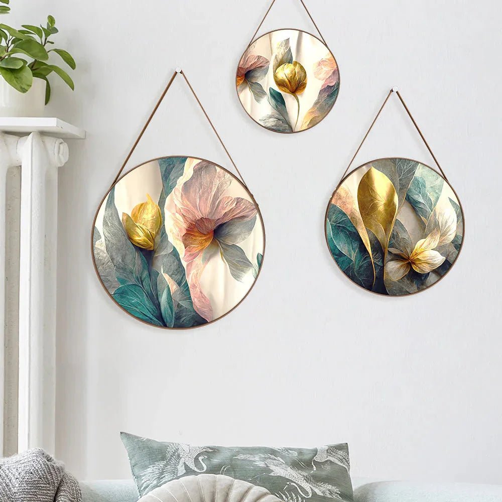 Daytime Bloom Round Framed Wall Art Set of 3 - All India Decor