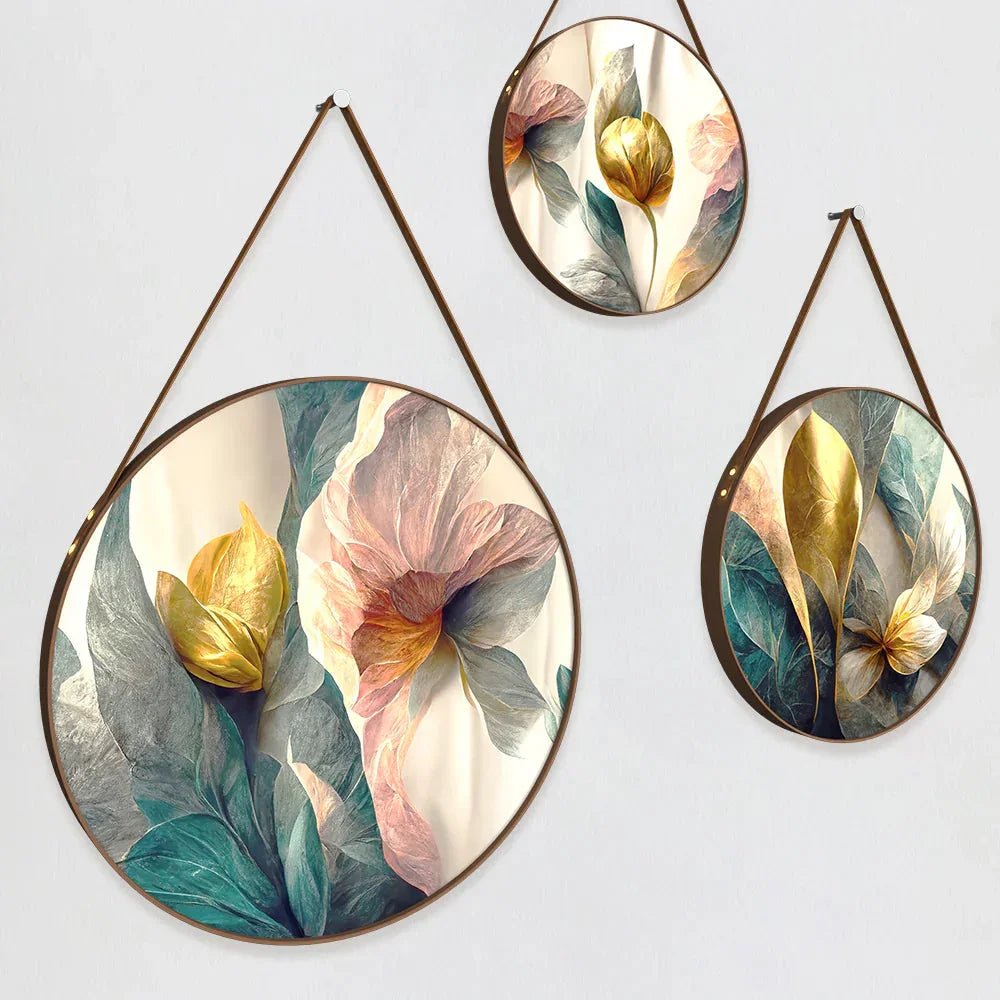 Daytime Bloom Round Framed Wall Art Set of 3 - All India Decor