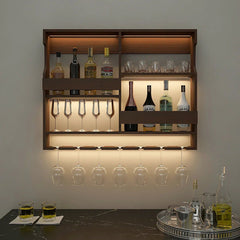 Luxurious Chocolate - Coloured Wooden Bar Wall Shelf / Mini Bar Cabinet - All India Decor