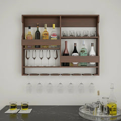 Luxurious Chocolate - Coloured Wooden Bar Wall Shelf / Mini Bar Cabinet - All India Decor