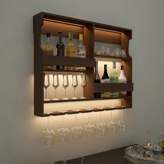 Luxurious Chocolate - Coloured Wooden Bar Wall Shelf / Mini Bar Cabinet - All India Decor