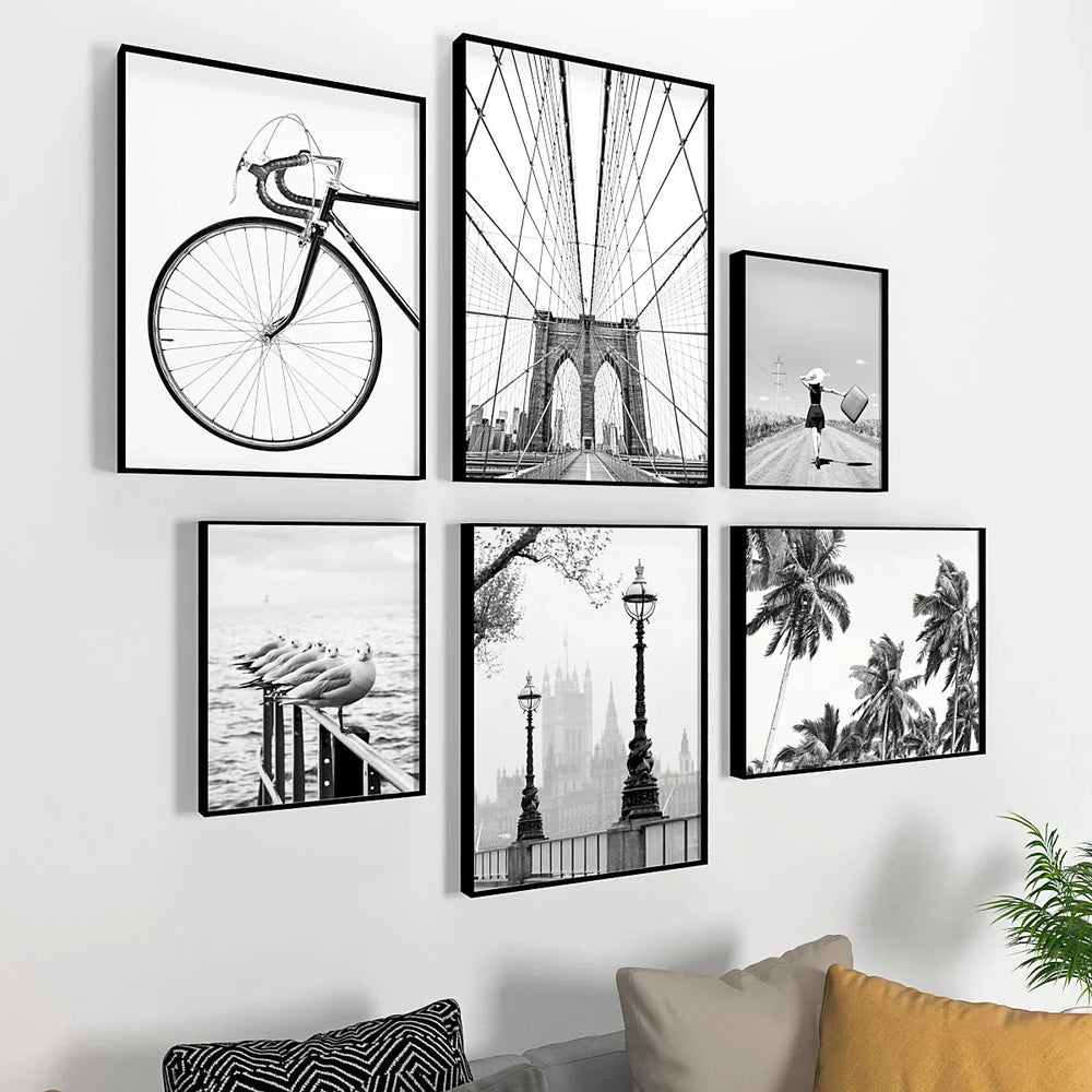 Achromatic London Wall Frame Set of 6 - All India Decor
