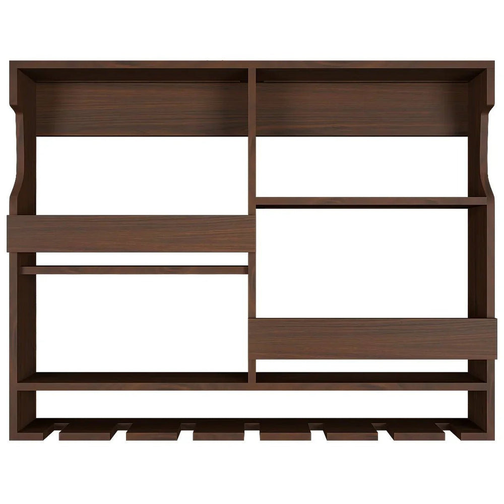 Luxurious Chocolate - Coloured Wooden Bar Wall Shelf / Mini Bar Cabinet - All India Decor