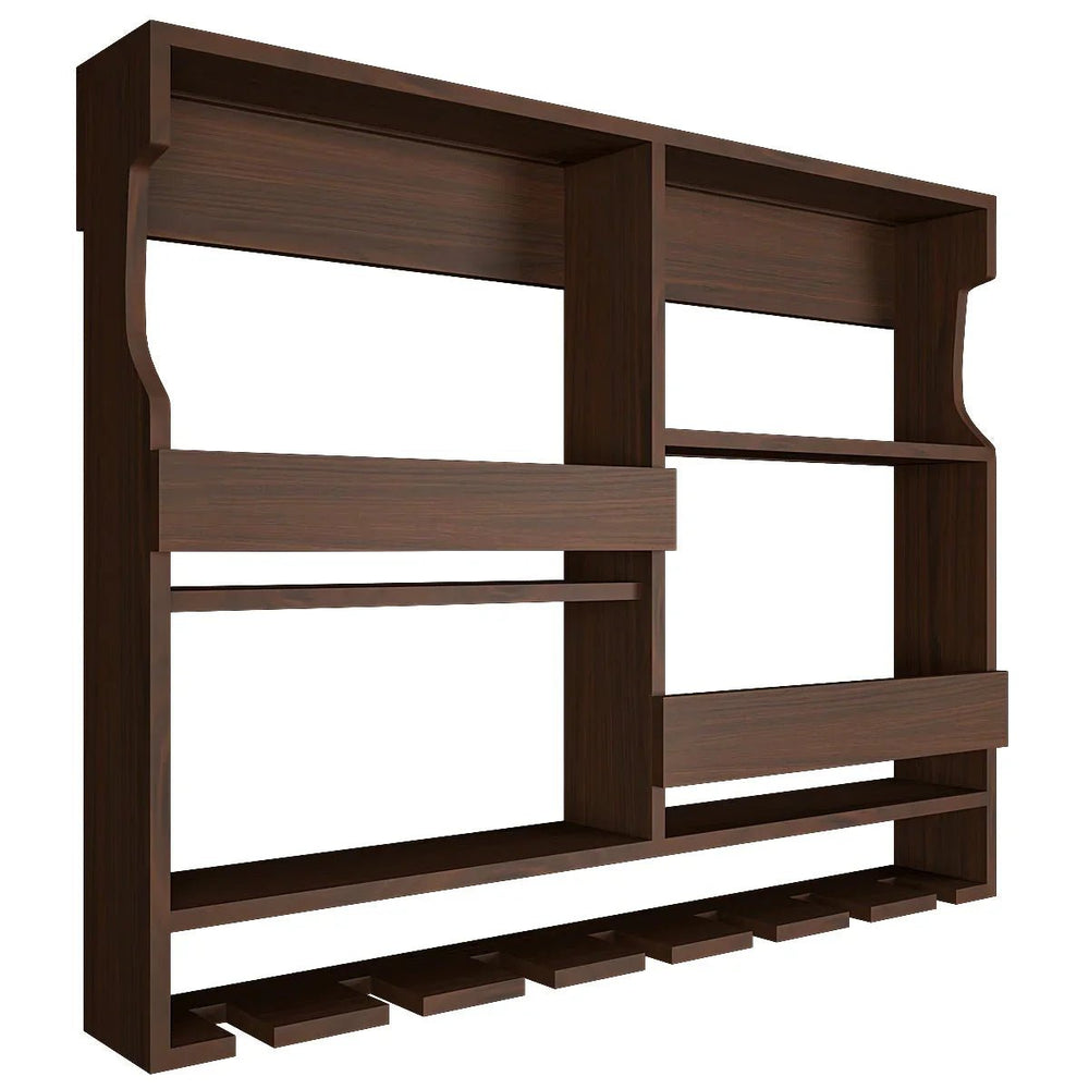 Luxurious Chocolate - Coloured Wooden Bar Wall Shelf / Mini Bar Cabinet - All India Decor