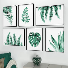 Green Tropical Ferns Wall Frame Set of 6 - All India Decor