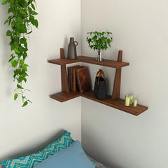 Wooden Corner Wall Shelf In Compact Design - All India Decor