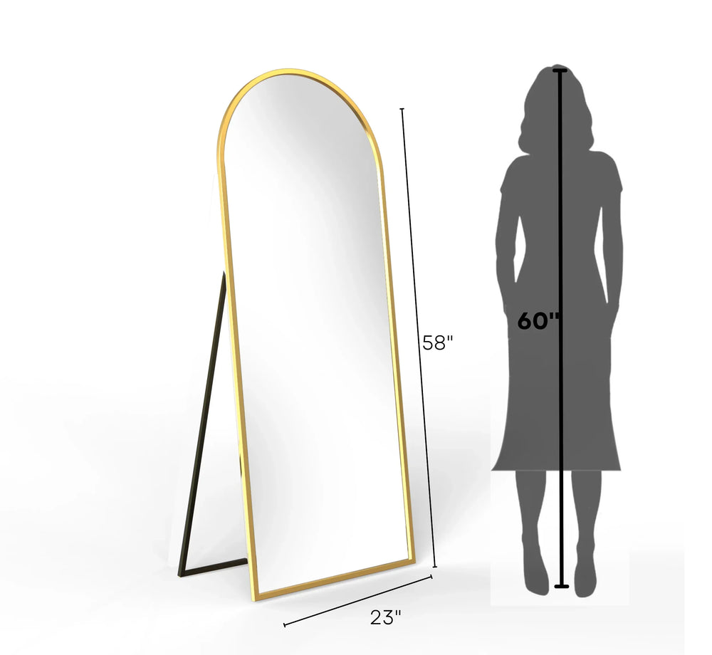Arched Metal Floor Mirror with Stand (Stand/Gold) - All India Decor
