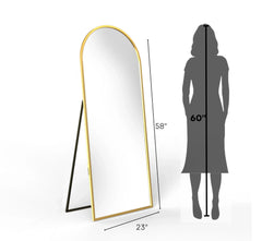 Arched Metal Floor Mirror with Stand (Stand/Gold) - All India Decor