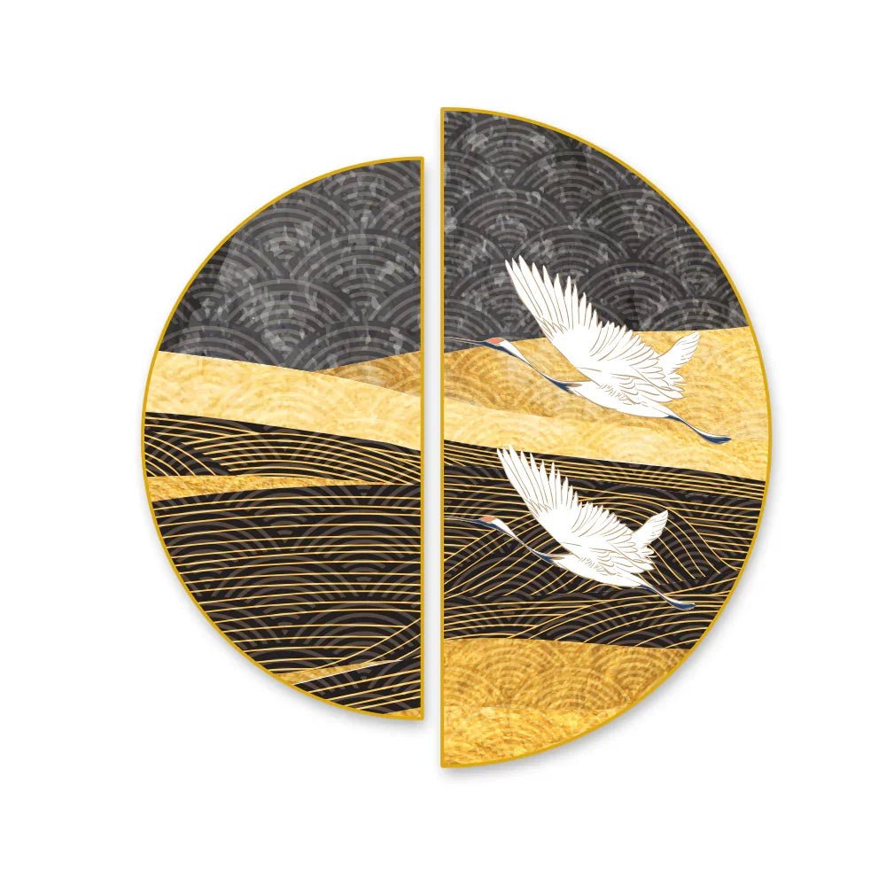 Fly High Abstract Art in Beautiful Golden Frames - All India Decor