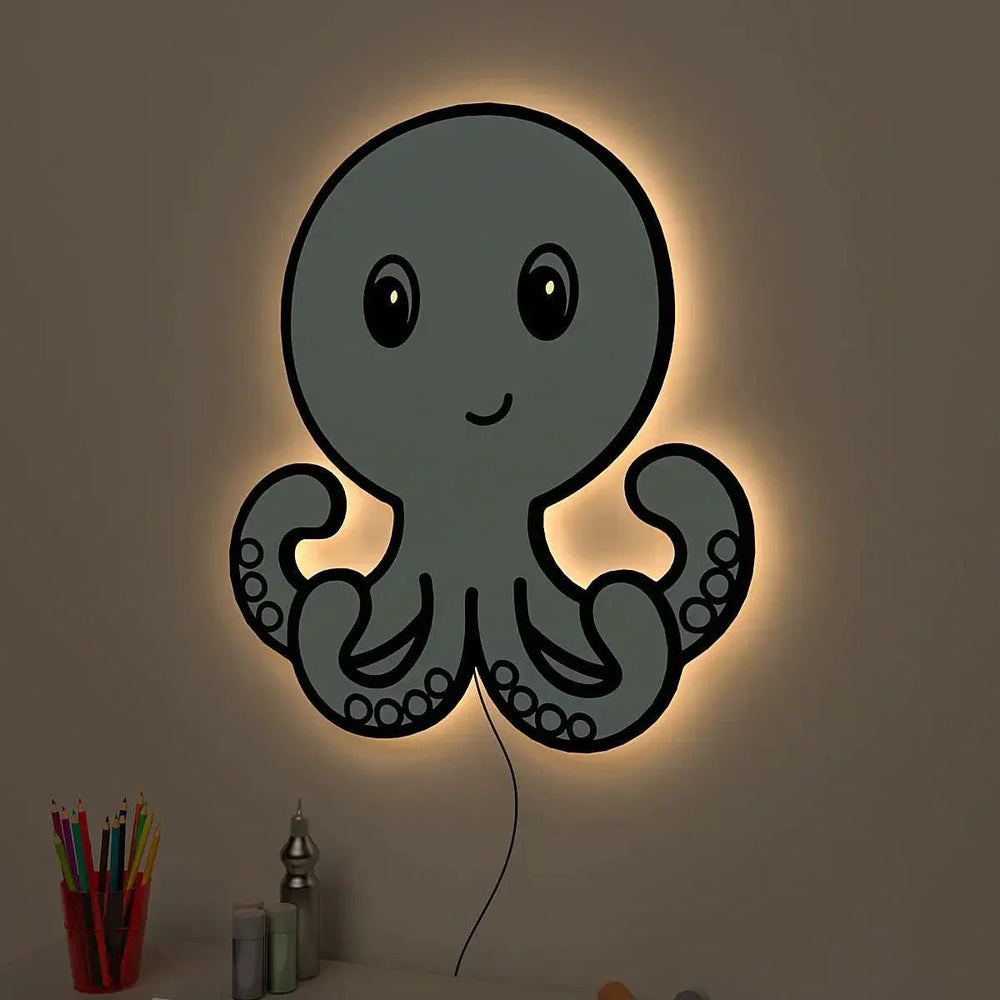 Baby Octopus Backlit Wooden Wall Décor - All India Decor