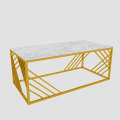Geometrical Design Golden Metal Centre Table - All India Decor