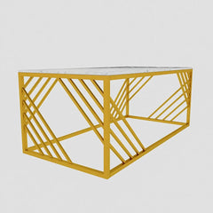Geometrical Design Golden Metal Centre Table - All India Decor