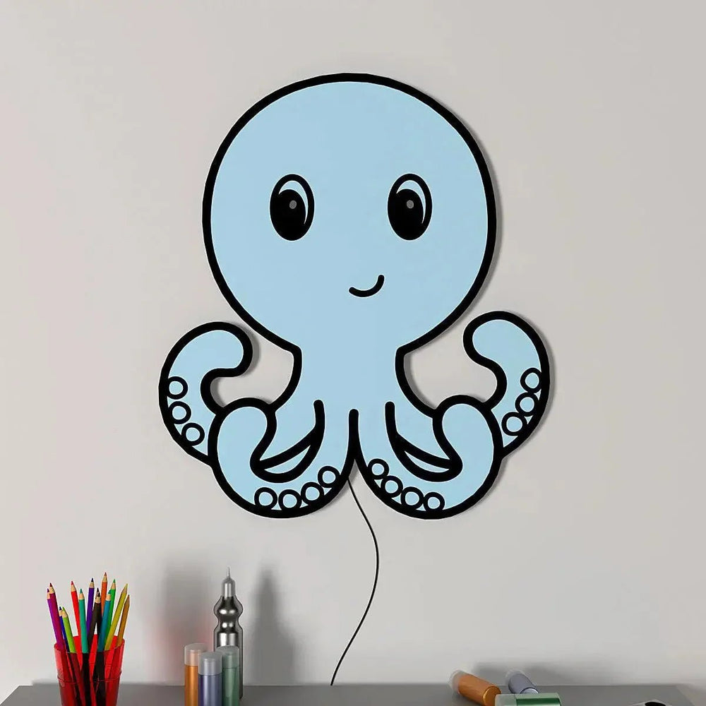 Baby Octopus Backlit Wooden Wall Décor - All India Decor