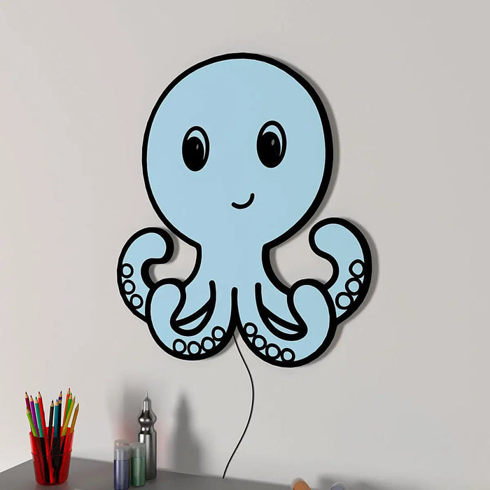 Baby Octopus Backlit Wooden Wall Décor