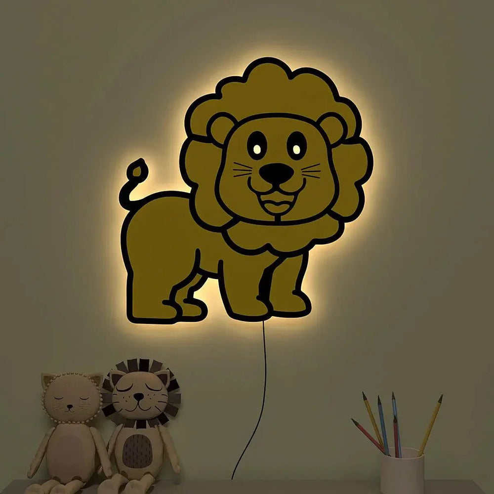 Baby Lion Backlit Wooden Wall Décor - All India Decor