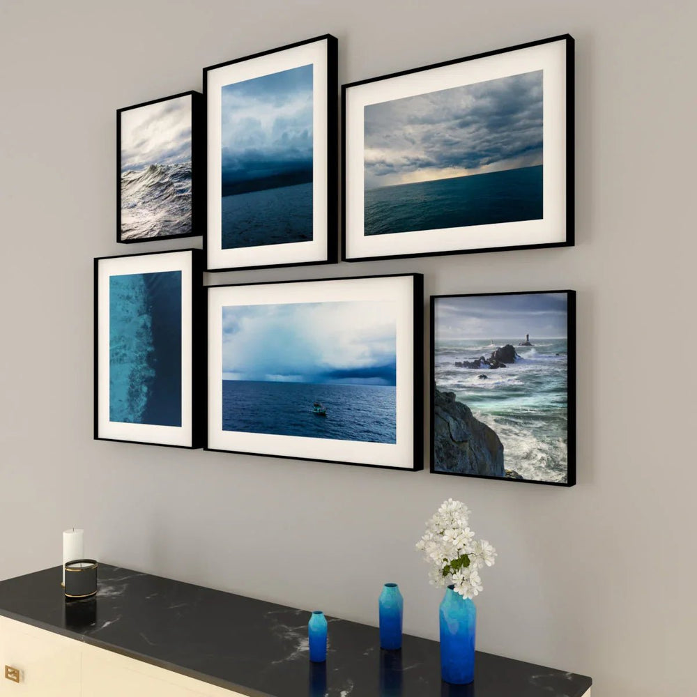 Deep Blue Ocean Wall Frame Set of 6 - All India Decor