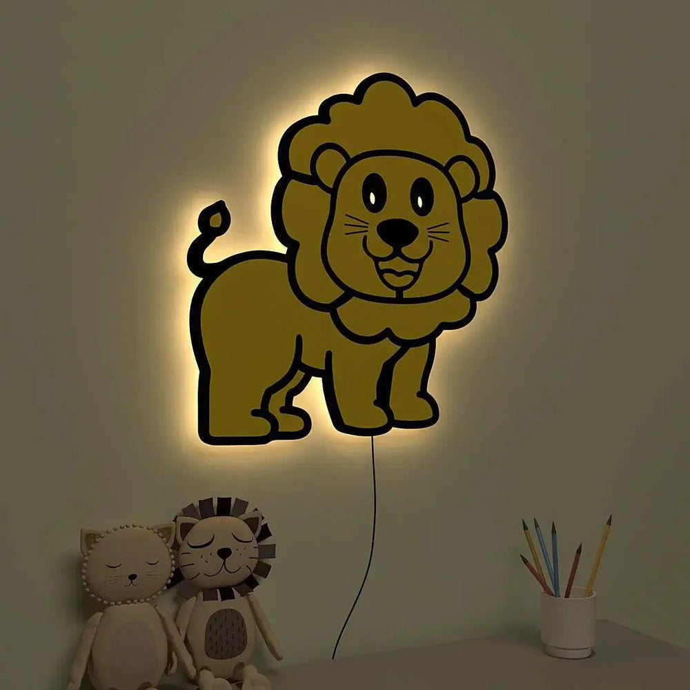Baby Lion Backlit Wooden Wall Décor - All India Decor
