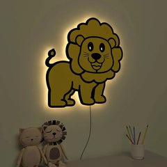 Baby Lion Backlit Wooden Wall Décor - All India Decor