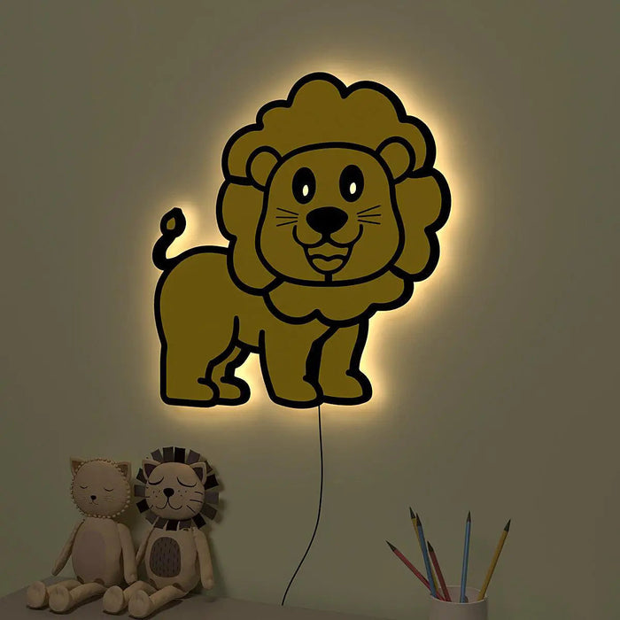 Baby Lion Backlit Wooden Wall Décor