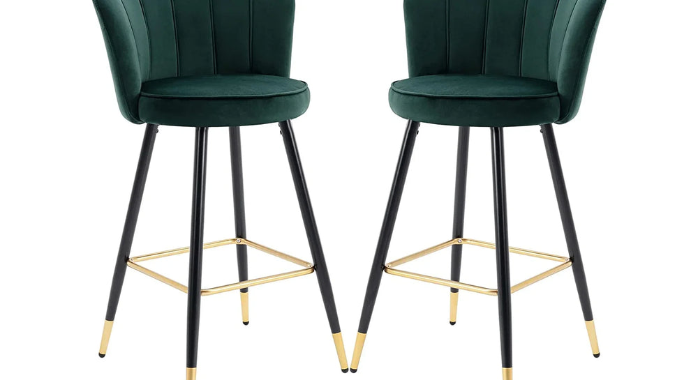 Green Color Flower Counter Stool - All India Decor