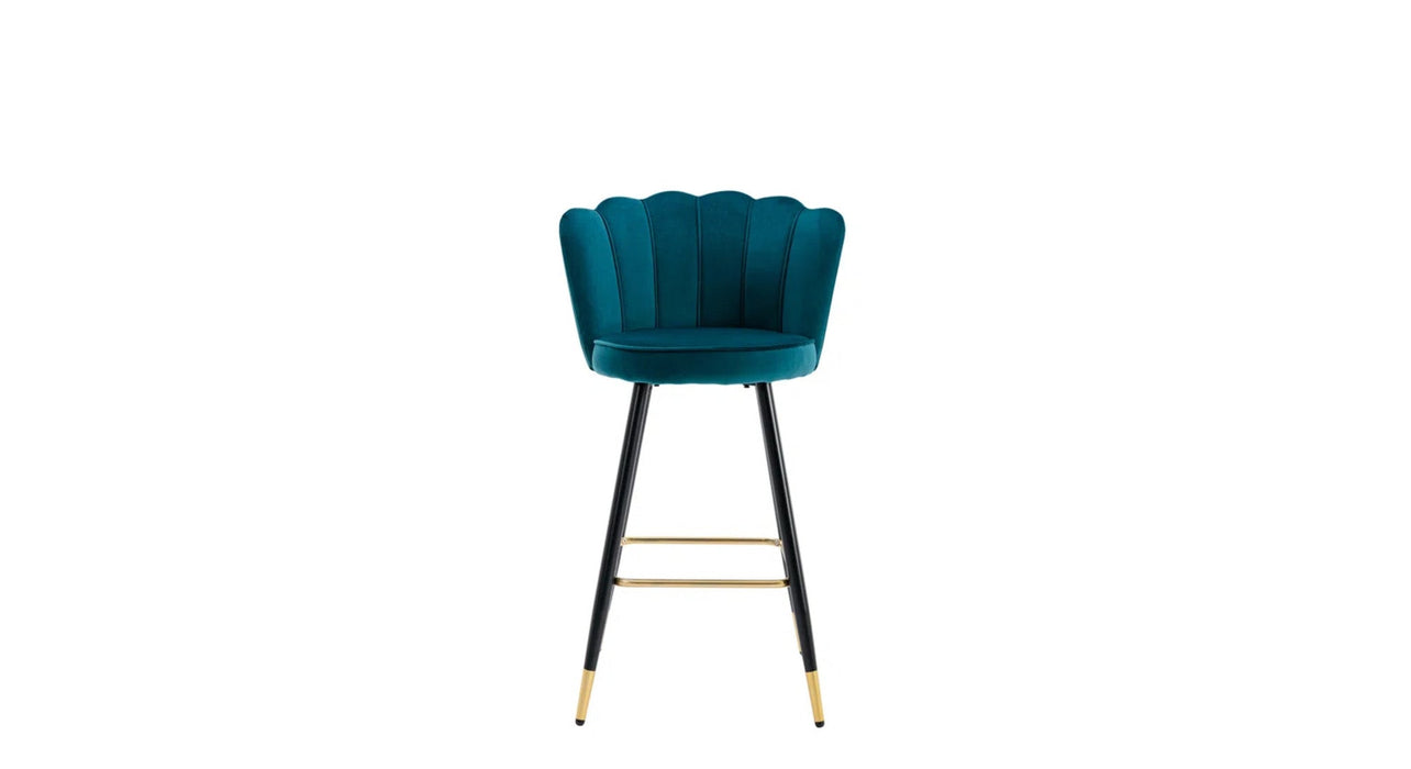 Teal Color Flower Counter Stool