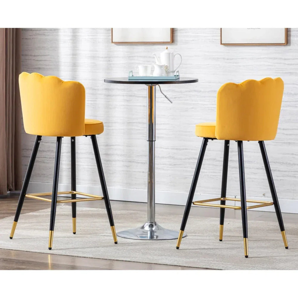 Yellow Color Flower Counter Stool - All India Decor