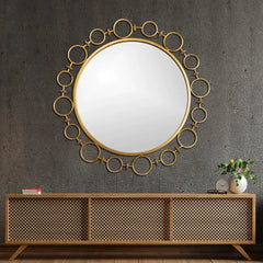 Rivet Gold Designer Wall Mirror - All India Decor