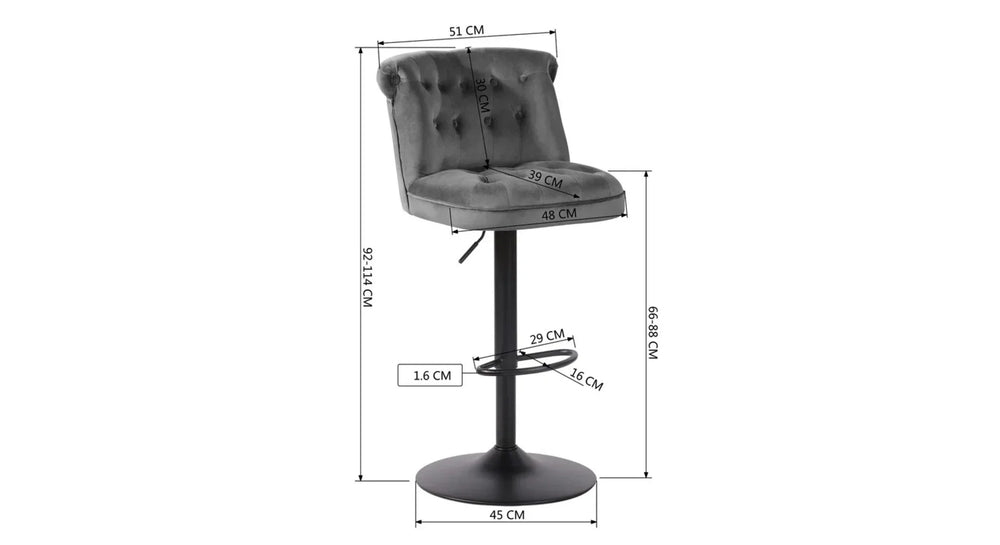 Grey Color Cellan Swiel Adjustable Bar Stool - All India Decor