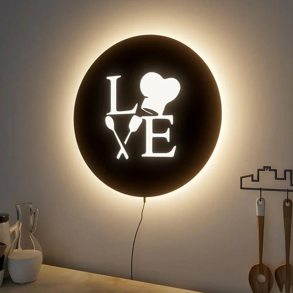 Love for Cooking Backlit Wall Art for Kitchen Decor - All India Decor