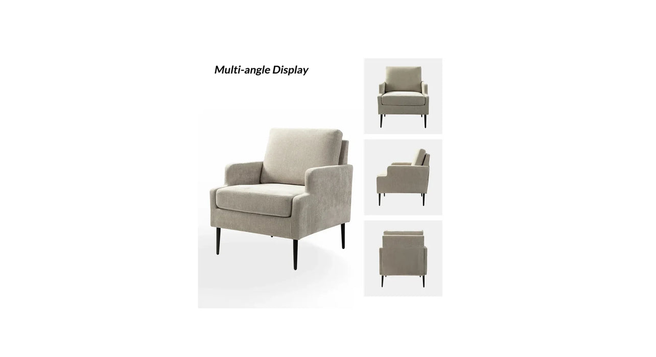 Beige accent cahir shown from multiple angles.