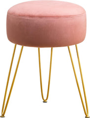 Pink stool with gold legs on a white background