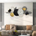 Modern wall clock with geometric design in a living room setting