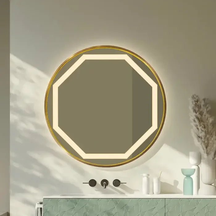 Anizoba Round Metal Wall LED Mirror - All India Decor