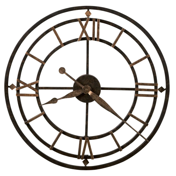 Large round wall clock with Roman numeral markers on a white background