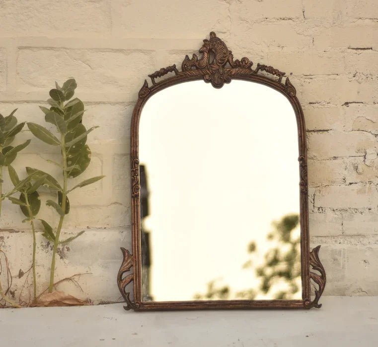 Victorian Arched Antique Wall Mirror (Vintage Copper) - All India Decor