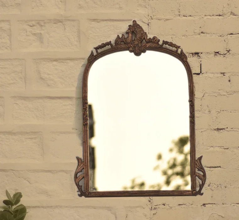 Victorian Arched Antique Wall Mirror (Vintage Copper) - All India Decor