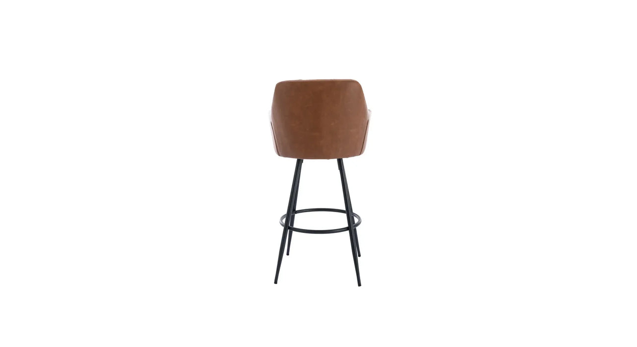 Brown bar stool back view on a white background