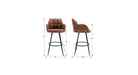 Brown bar stool dimensions on a white background