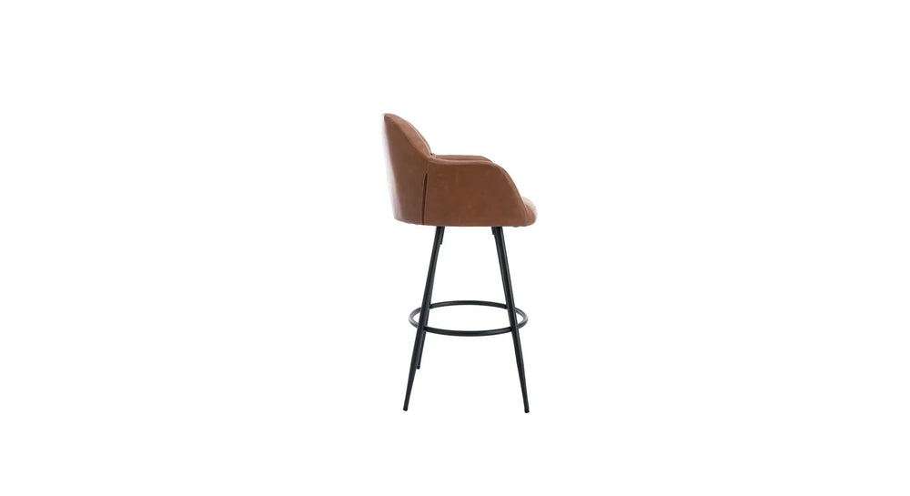 Brown bar stool side view on a white background
