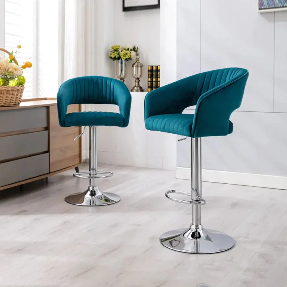 Teal Color Dee Swiel Adjustable Bar Stool - All India Decor