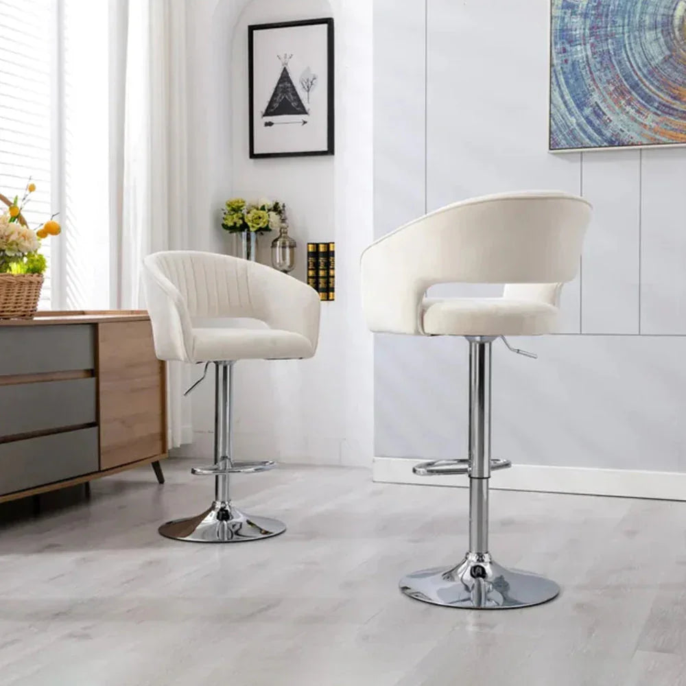 White Color Dee Swiel Adjustable Bar Stool - All India Decor